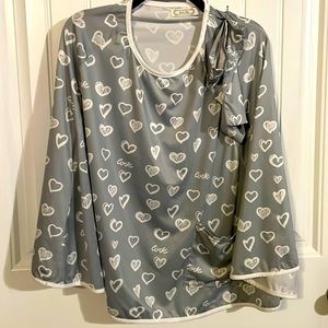 Gray and White Hearts Nursing Cover EUC